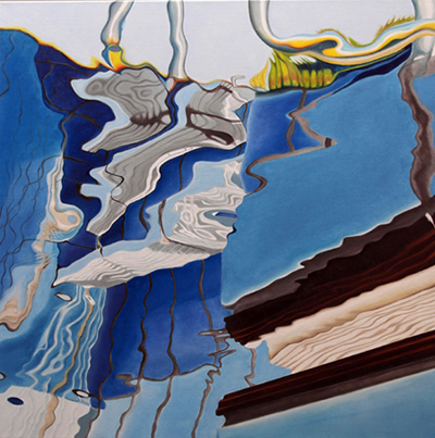 Stufe unter Wasser, 80 x 80 cm, Öl auf Leinwand, 2018