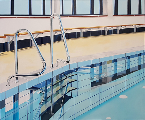 Hallenbad, 80 x 100 cm, Öl auf Leinwand, 2024
