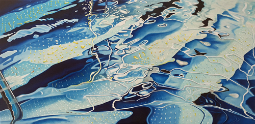 Wasserbewegung, 10 x 100 cm, Öl auf Leinwand, 2024